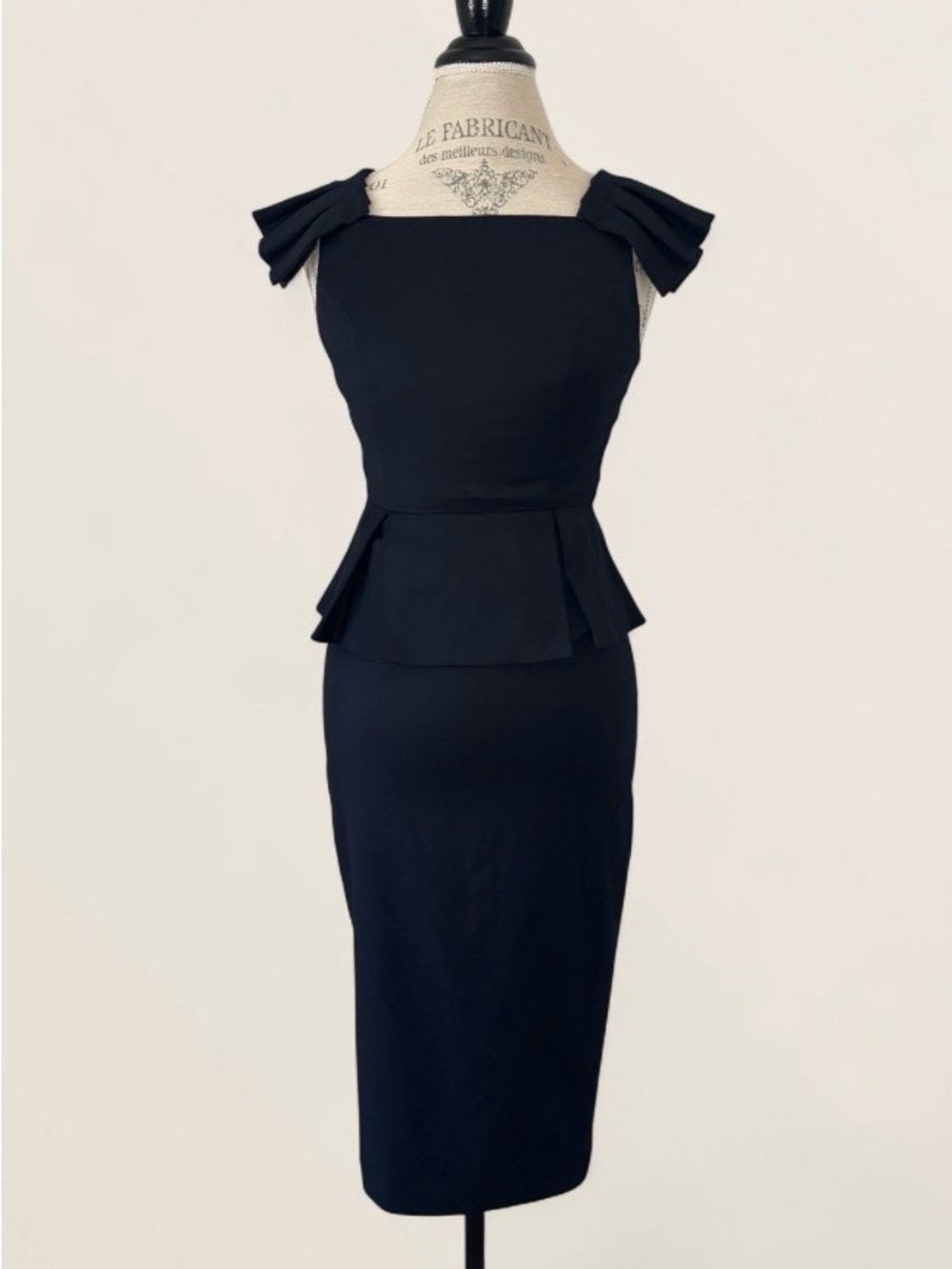 Ted Baker Navy Peplum Midi Dress with Bow Shoulder Detail